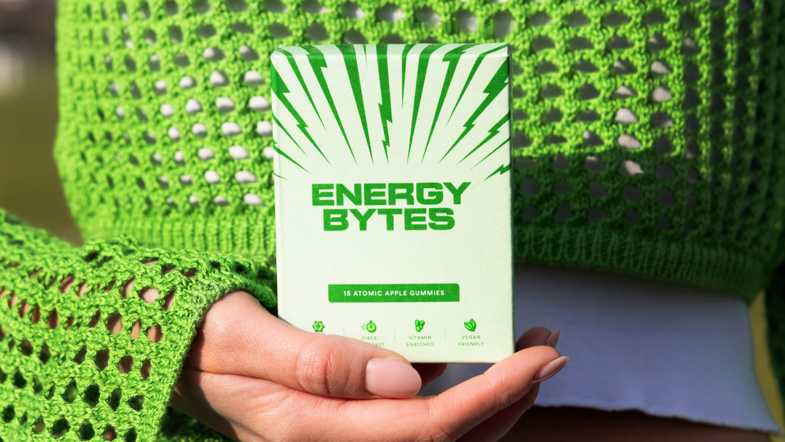 Energy Bytes Atomic Apple: Fast-acting, caffeine-enriched, vitamin-packed pre workout gummies for running